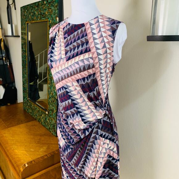Nic+Zoe Size L Elegant Edit Twist Dress Pattern Sleeveless Ruched Stretch - Picture 5 of 11